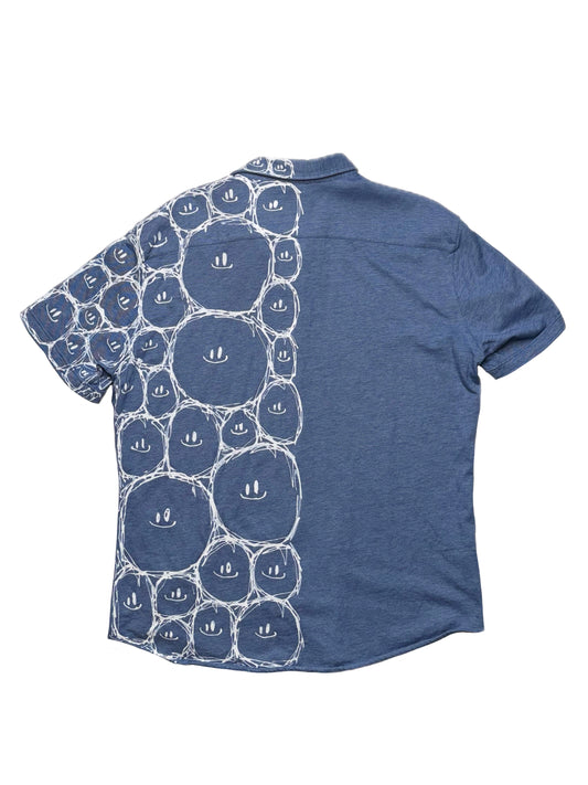 Half and Half Smiley Button Up Shirt (2XL)