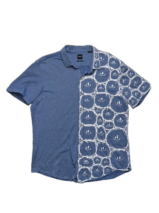 Half and Half Smiley Button Up Shirt (2XL)